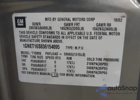 2003 Chevrolet Trailblazer Ext Lt z USA, uszkodzony, nr VIN 1GNET16S836154895